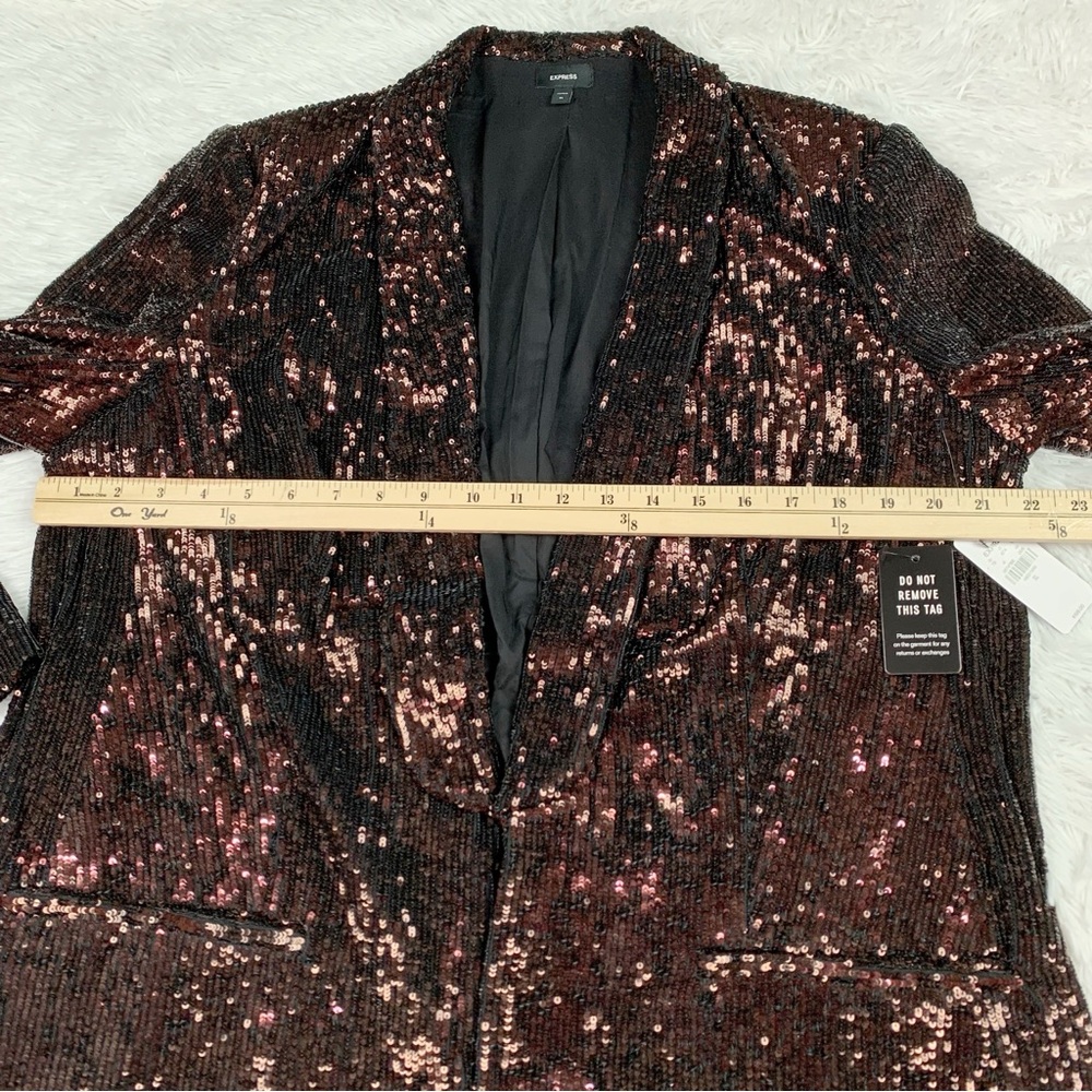 Express bronze sequin‎ open front boyfriend blazer long sleeve - Picture 7 of 11